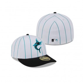Men's Miami Marlins White 2024 Batting Practice Low Profile 59FIFTY Fitted Hat