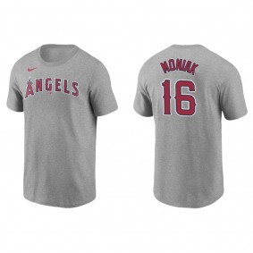 Mickey Moniak Men's Los Angeles Angels Mike Trout Nike Gray Name & Number T-Shirt