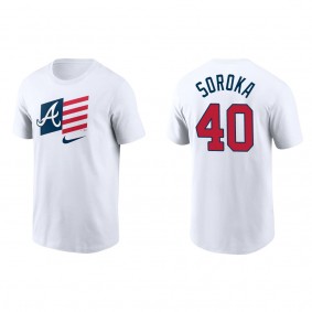 Mike Soroka Atlanta Braves White Americana Flag T-Shirt