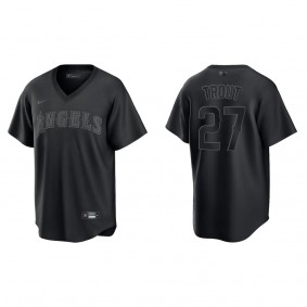 Mike Trout Los Angeles Angels Black Pitch Black Fashion Replica Jersey