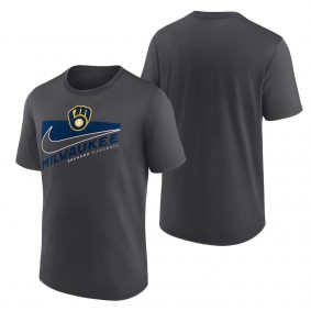 Men's Milwaukee Brewers Nike Anthracite Swoosh Town Performance T-Shirt