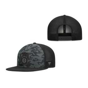 Milwaukee Brewers Fanatics Branded Camo Mesh Snapback Hat Black