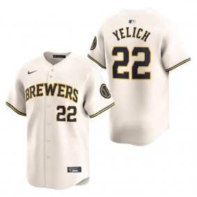 Men's Milwaukee Brewers Christian Yelich Cream Home Limited Player Jersey