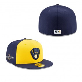 Men's Milwaukee Brewers Gold Navy 2023 Postseason 59FIFTY Fitted Hat