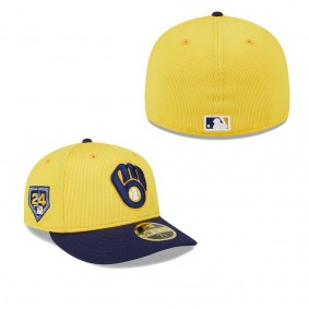 Men's Milwaukee Brewers Gold Navy 2024 Spring Training Low Profile 59FIFTY Fitted Hat