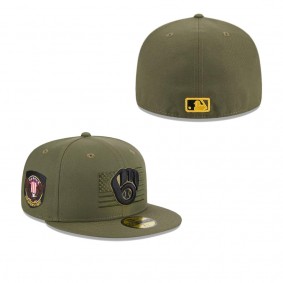 Men's Milwaukee Brewers Green 2023 Armed Forces Day On-Field 59FIFTY Fitted Hat