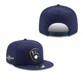 Men's Milwaukee Brewers Navy 2023 Postseason 9FORTY Snapback Hat