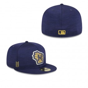 Men's Milwaukee Brewers Navy 2024 Clubhouse 59FIFTY Fitted Hat