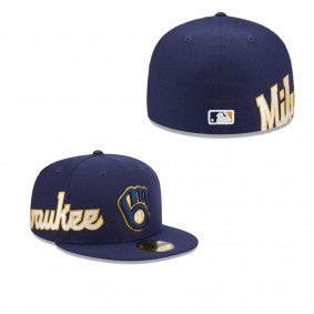 Men's Milwaukee Brewers Navy Arch 59FIFTY Fitted Hat