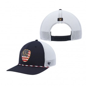 Men's Milwaukee Brewers Navy Flag Fill Trucker Snapback Hat