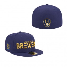 Men's Milwaukee Brewers Navy Geo 59FIFTY Fitted Hat