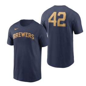 Men's Milwaukee Brewers Nike Navy Jackie Robinson Day Team 42 T-Shirt