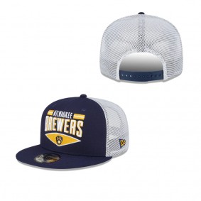 Men's Milwaukee Brewers Navy White Base Trucker 9FIFTY Snapback Hat