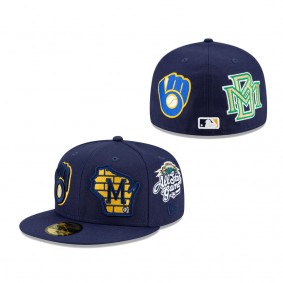 Milwaukee Brewers New Era Patch Pride 59FIFTY Fitted Hat Navy