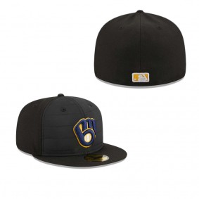 Milwaukee Brewers Quilt 59FIFTY Fitted Hat Black
