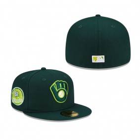 Milwaukee Brewers New Era Silver Anniversary Color Fam Lime Undervisor 59FIFTY Fitted Hat Green
