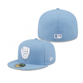Men's Milwaukee Brewers Sky Blue Logo White 59FIFTY Fitted Hat