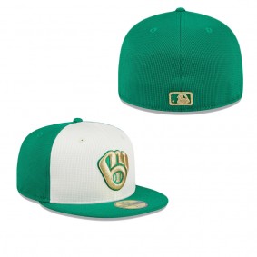 Men's Milwaukee Brewers White Green 2024 St. Patrick's Day 59FIFTY Fitted Hat
