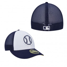 Men's Milwaukee Brewers White Navy 2023 On-Field Batting Practice Low Profile 59FIFTY Fitted Hat