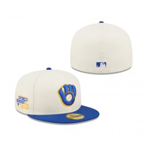 Men's Milwaukee Brewers White Royal Cooperstown Collection 1982 World Series Chrome 59FIFTY Fitted Hat
