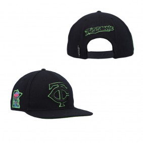 Men's Minnesota Twins Pro Standard Black Cooperstown Collection Neon Prism Snapback Hat