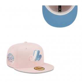 Montreal Expos Pink Sky Blue 35th Anniversary Cooperstown Undervisor 59FIFTY Fitted Hat