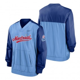 Men's Montreal Expos Nike Royal Light Blue Cooperstown Collection V-Neck Pullover Jacket