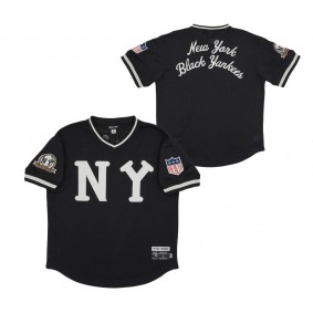 New York Black Yankees Rings & Crwns Mesh Replica V-Neck Jersey Black