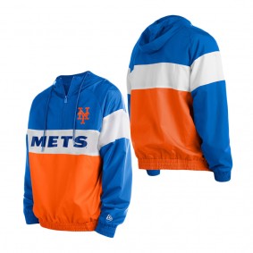 Men's New York Mets Orange Royal Raglan Quarter-Zip Hoodie