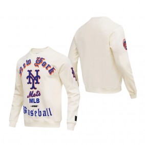 Men's New York Mets Pro Standard Cream Retro Old English Pullover Sweatshirt