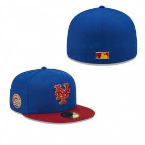 Men's New York Mets Royal Red Logo Primary Jewel Gold Undervisor 59FIFTY Fitted Hat