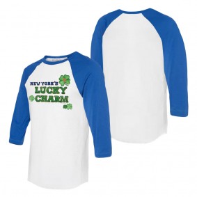 Men's New York Mets Tiny Turnip White Royal Lucky Charm Raglan T-Shirt