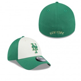 Men's New York Mets White Green 2024 St. Patrick's Day 39THIRTY Flex Fit Hat