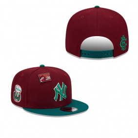 Men's New York Yankees Cardinal Green Strawberry Big League Chew Flavor Pack 9FIFTY Snapback Hat