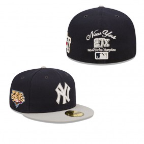 Men's New York Yankees Navy Gray 2009 World Series Champions Letterman 59FIFTY Fitted Hat