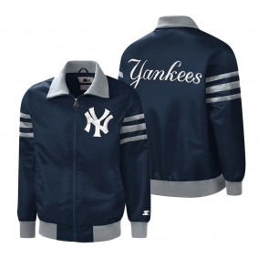 Men's New York Yankees Starter Navy The Captain II Full-Zip Varsity Jacket