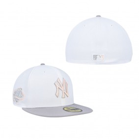 Men's New York Yankees White Gray 2002 World Series Side Patch Peach Undervisor 59FIFTY Fitted Hat