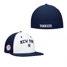 Men's New York Yankees White Navy Iconic Color Blocked Fitted Hat