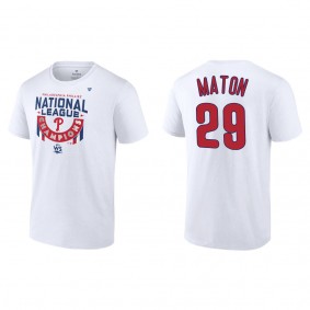 Nick Maton Philadelphia Phillies White 2022 National League Champions Locker Room T-Shirt