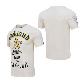 Men's Oakland Athletics Cream Cooperstown Collection Old English T-Shirt