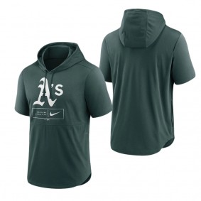 Oakland Athletics Green Logo Lockup Performance Short-Sleeved Pullover Hoodie