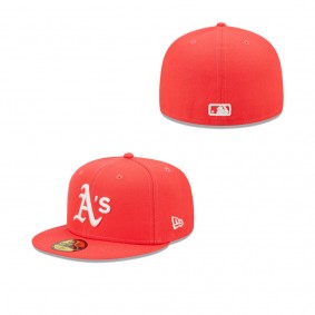 Men's Oakland Athletics Red Lava Highlighter Logo 59FIFTY Fitted Hat