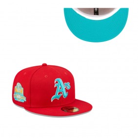 Men's Oakland Athletics Scarlet 40th Anniversary Undervisor 59FIFTY Fitted Hat