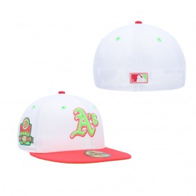 Men's Oakland Athletics White Coral 40th Anniversary Strawberry Lolli 59FIFTY Fitted Hat
