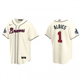 Ozzie Albies Men's Atlanta Braves Cream Alternate 2021 World Series Champions Replica Jersey