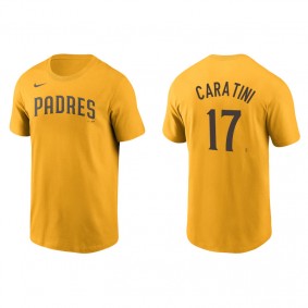 Men's San Diego Padres Victor Caratini Gold Name & Number Nike T-Shirt