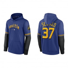 Paul Sewald Seattle Mariners Royal 2023 City Connect Pregame Performance Pullover Hoodie