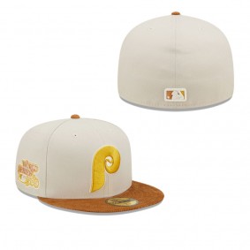 Men's Philadelphia Phillies Cream Brown Corduroy Visor 59FIFTY Fitted Hat