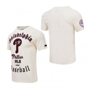 Men's Philadelphia Phillies Cream Cooperstown Collection Old English T-Shirt