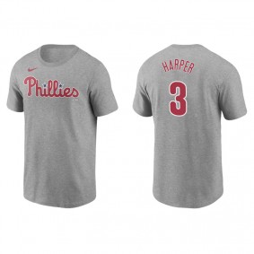Men's Philadelphia Phillies Bryce Harper Gray Name & Number Nike T-Shirt